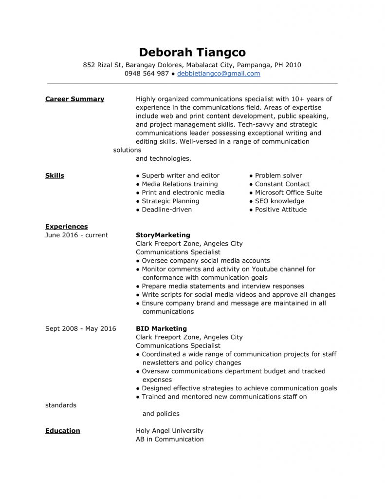 Sample Resume