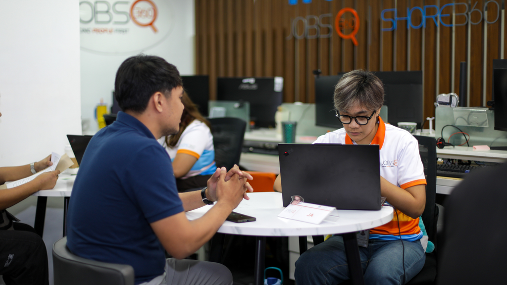 A Jobs360 recruiter interviewing an applicant during the Open House Recruitment